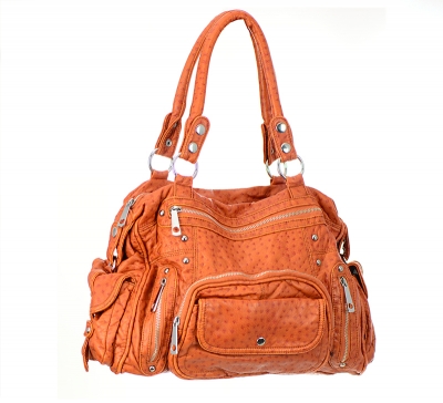 Faux Leather Shoulder Hand Bag AK131-MEI 37426 Orange